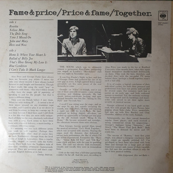 Georgie Fame & Alan Price : Fame & Price / Price & Fame / Together (LP, Album)