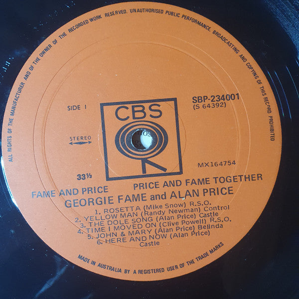 Georgie Fame & Alan Price : Fame & Price / Price & Fame / Together (LP, Album)