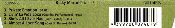 Ricky Martin Featuring Meja : Private Emotion (CD, Single)