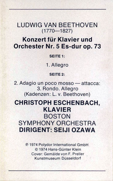 Beethoven* - Christoph Eschenbach - Boston Symphony Orchestra · Seiji Ozawa : Klavierkonzert Nr. 5 Es-dur Op. 73 (Cass, Album, RE)