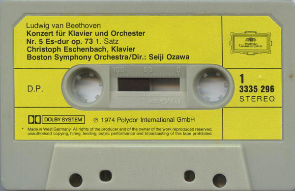 Beethoven* - Christoph Eschenbach - Boston Symphony Orchestra · Seiji Ozawa : Klavierkonzert Nr. 5 Es-dur Op. 73 (Cass, Album, RE)