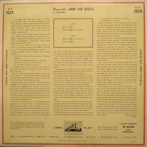 Kirsten Flagstad, Henry Purcell, Elisabeth Schwarzkopf, Geraint Jones (2) : Dido And Aeneas (LP, Mono, Gat)