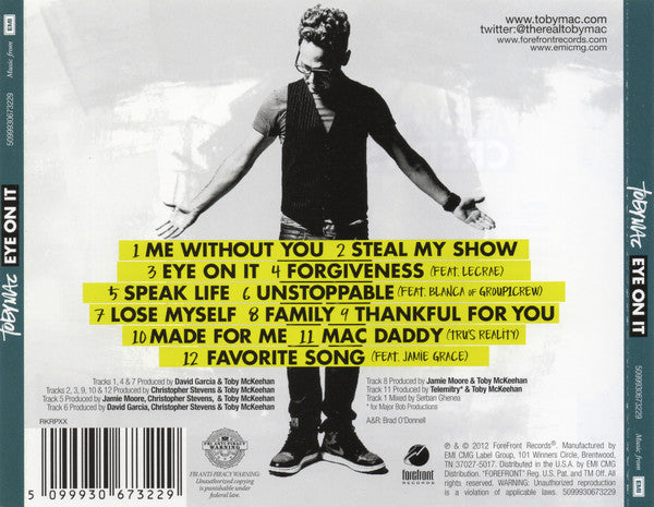 TobyMac : Eye On It (CD, Album)