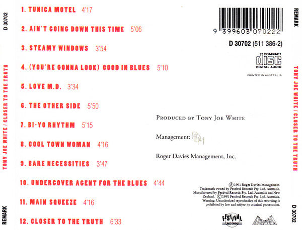 Tony Joe White : Closer To The Truth (CD, Album, RE)