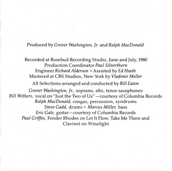 Grover Washington, Jr. : Winelight (CD, Album, RE)