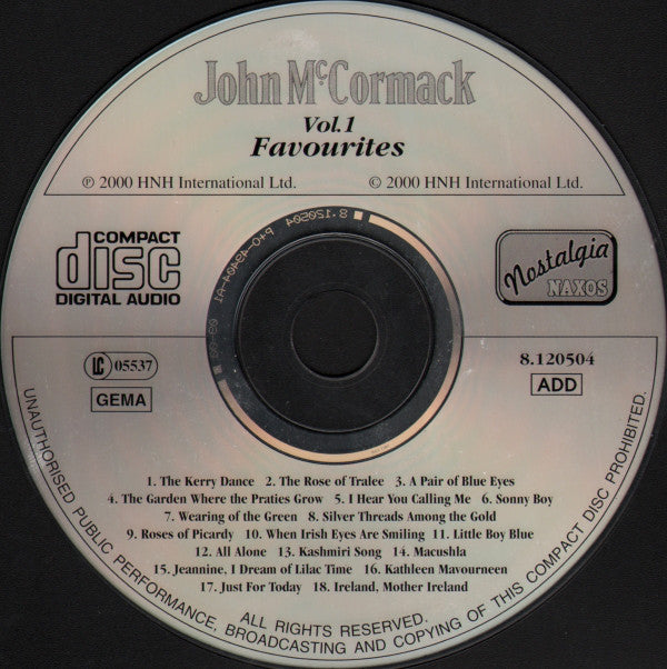 John McCormack (2) : Vol. 1: Favourites (CD, Comp)