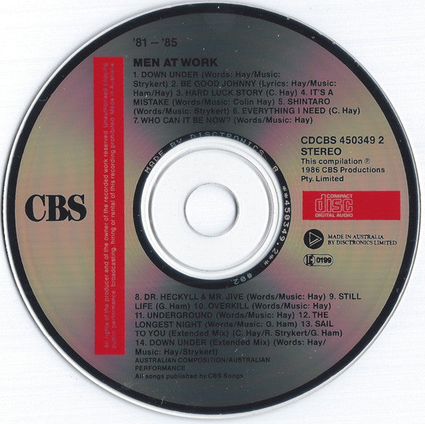 Men At Work : '81 - '85 (CD, Comp, RP)