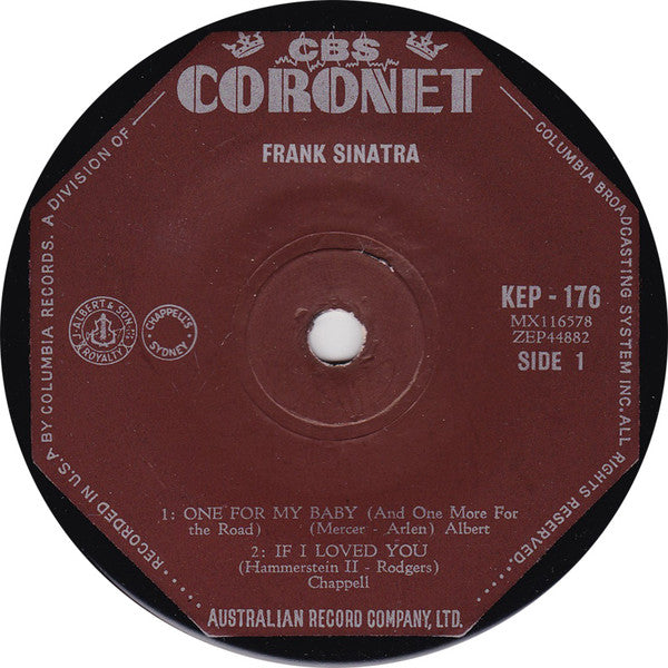Frank Sinatra : One For My Baby (7", EP)
