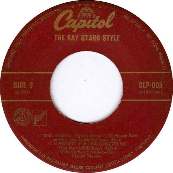 Kay Starr : The Kay Starr Style (7", EP)