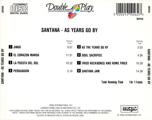 Carlos Santana : As Years Go By (CD, Comp)