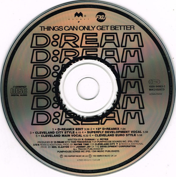 D:Ream : Things Can Only Get Better (CD, Maxi, Car)