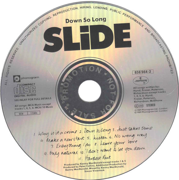 Slide (3) : Down So Long (CD, Album, Promo, PDO)
