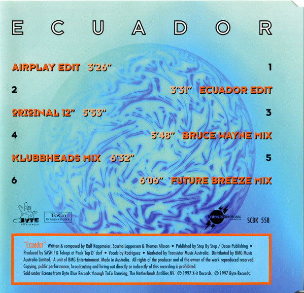 Sash! : Ecuador (CD, Maxi)