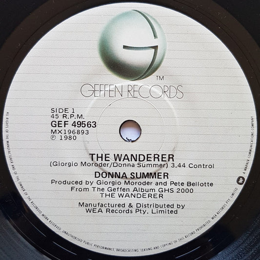 Donna Summer : The Wanderer (7", Single)