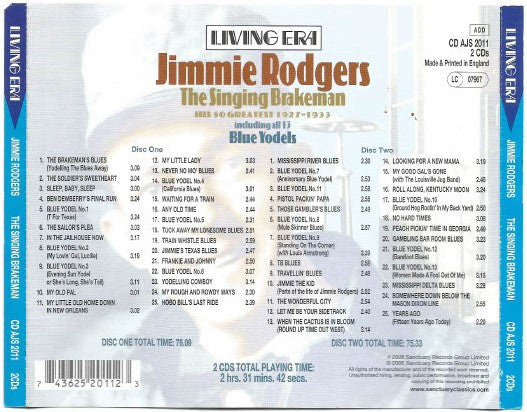 Jimmie Rodgers : The Singing Brakeman His 50 Greatest Hits 1927-1933 (2xCD, Comp, Mono)