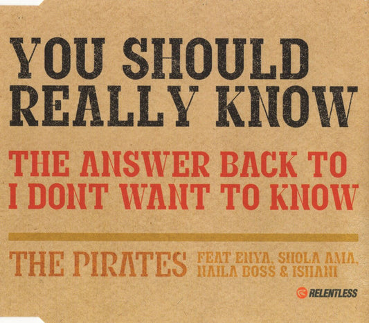 The Pirates (4) Feat Enya, Shola Ama, Naila Boss & Ishani : You Should Really Know (CD, Single)