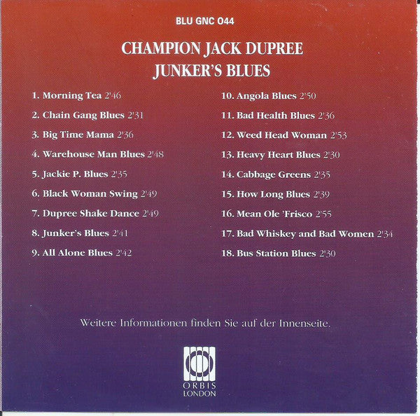Champion Jack Dupree : Junker's Blues (CD, Comp, RM)