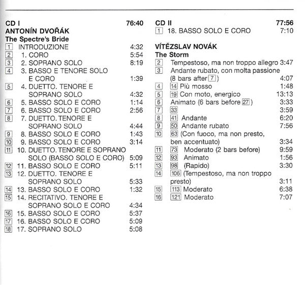 Dvořák*, Novák*, Tikalová*, Tauberová*, Blachut*, Mráz*, The Czech Philharmonic Chorus* And Orchestra*, Jaroslav Krombholc : The Spectre's Bride / The Storm (2xCD, Comp, Mono, RE)