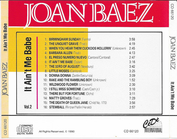 Joan Baez : It Ain't Me Babe vol.2 (CD, Comp)