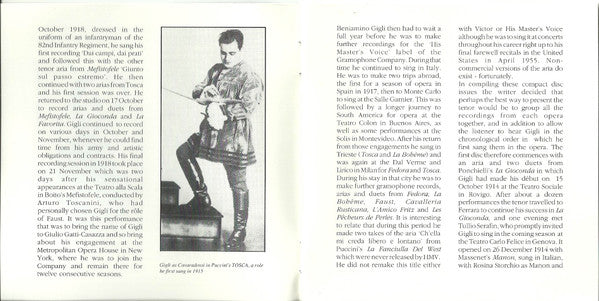 Beniamino Gigli : The Complete Operatic Acoustical Recordings (Milano 1918 - New York/Camden 1923) (2xCD, Comp, Mono)