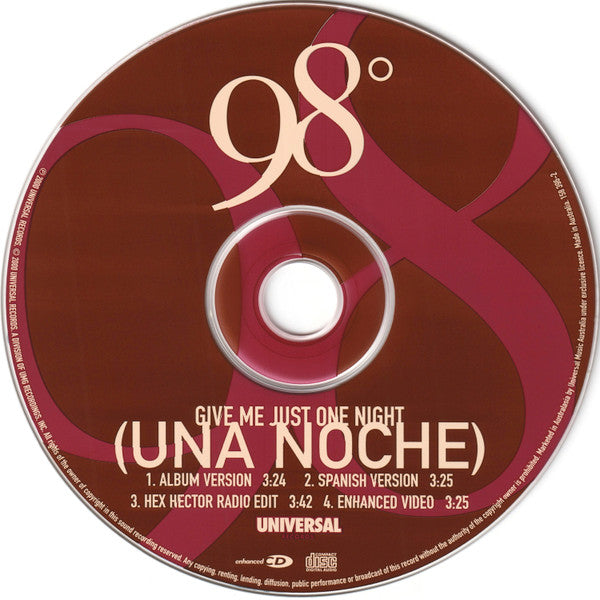 98 Degrees : Give Me Just One Night (Una Noche) (CD, Single, Enh, Car)