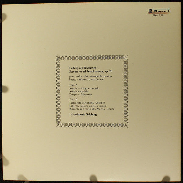 Ludwig van Beethoven, Divertimento Salzburg : Septett In Es-Dur Op. 20  (LP, Gat)