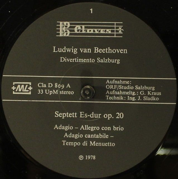 Ludwig van Beethoven, Divertimento Salzburg : Septett In Es-Dur Op. 20  (LP, Gat)