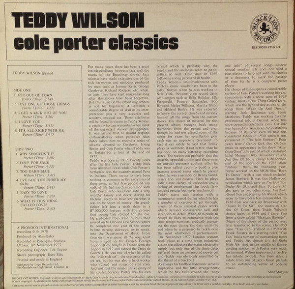 Teddy Wilson : Cole Porter Classics (LP, Album)