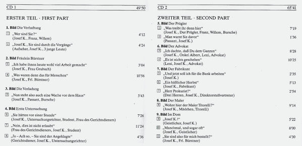 Gottfried von Einem - Lisa Della Casa, Max Lorenz (2), Ludwig Hofmann, Walter Berry, Alfred Poell, Wiener Philharmoniker, Karl Böhm : Der Prozess (2xCD, Album, Mono, RM)