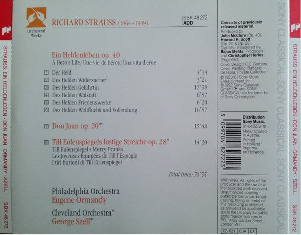 Richard Strauss, The Philadelphia Orchestra, The Cleveland Orchestra, Eugene Ormandy · George Szell : Ein Heldenleben • Don Juan • Till Eulenspiegel (CD, Comp, RE, RM)