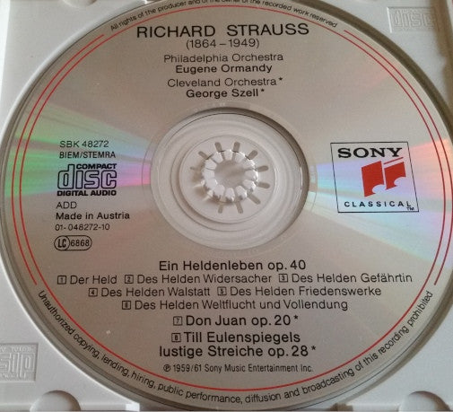 Richard Strauss, The Philadelphia Orchestra, The Cleveland Orchestra, Eugene Ormandy · George Szell : Ein Heldenleben • Don Juan • Till Eulenspiegel (CD, Comp, RE, RM)