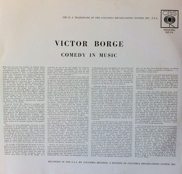 Victor Borge (2) : Comedy In Music (LP, Album, Mono, RE)
