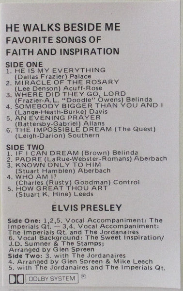 Elvis Presley : He Walks Beside Me Favorite Songs Of Faith And Inspiration (Cass, Comp)