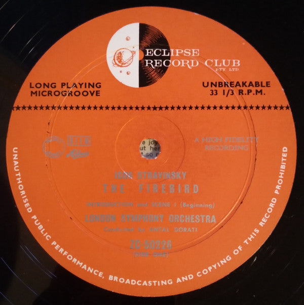 Igor Stravinsky - Antal Dorati, London Symphony Orchestra : The Firebird (Complete Ballet) (LP, Club, RE)