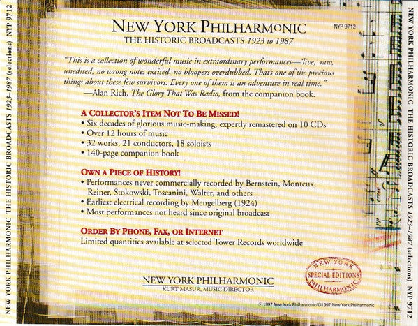 New York Philharmonic : The Historic Broadcasts 1923 To 1987 (CD)