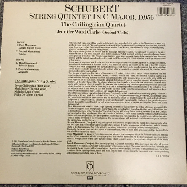 Franz Schubert - Chilingirian String Quartet With Jennifer Ward Clarke : String Quintet In C (LP, RE)