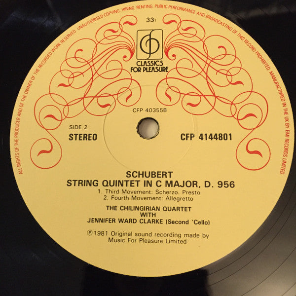 Franz Schubert - Chilingirian String Quartet With Jennifer Ward Clarke : String Quintet In C (LP, RE)