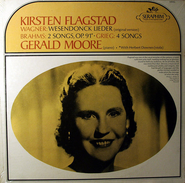 Kirsten Flagstad, Wagner* / Brahms* /Herbert Downes Grieg*, Gerald Moore : Wesendonck Lieder (Original Version) / 2 Songs, Op. 91 / 4 Songs (LP, Comp, Mono, RE)