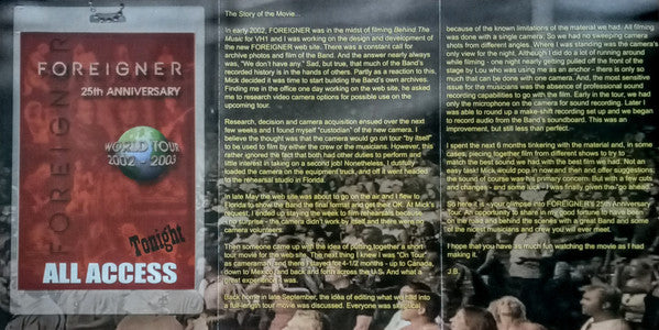 Foreigner : All Access Tonight (Live In Concert 25) (DVD-V, Comp, DVD)