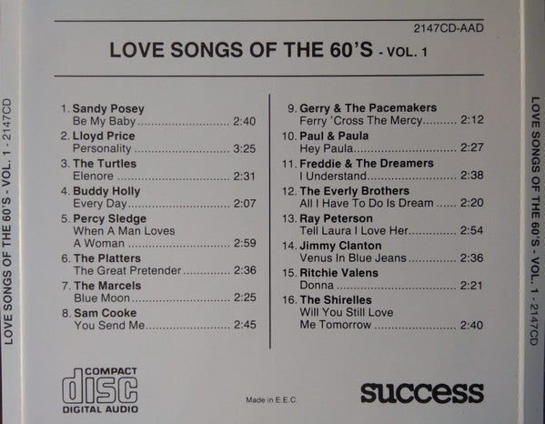 Various : Love Songs Of The 60's - Vol. 1 (CD, Comp)