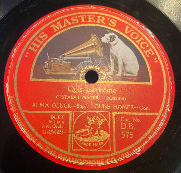 Alma Gluck - Louise Homer : Crucifix - Quis Est Homo (Shellac, 12", Mono)