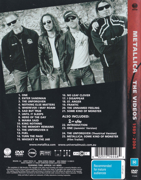 Metallica : The Videos 1989 - 2004 (DVD-V, Comp, Multichannel, PAL, Son)