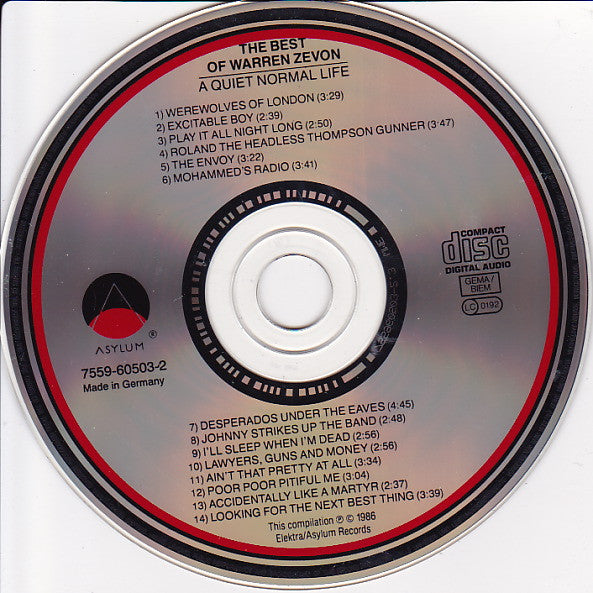Warren Zevon : A Quiet Normal Life: The Best Of Warren Zevon (CD, Comp, RE)