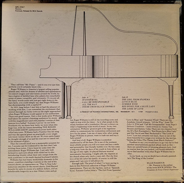 Roger Williams (2) : Spanish Eyes (LP, Album, RE)