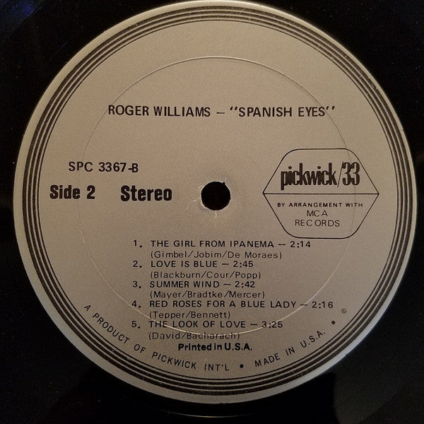 Roger Williams (2) : Spanish Eyes (LP, Album, RE)