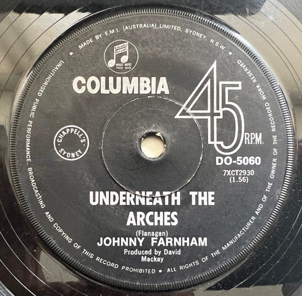 Johnny Farnham* : Underneath The Arches / Friday Kind Of Monday (7", Single)
