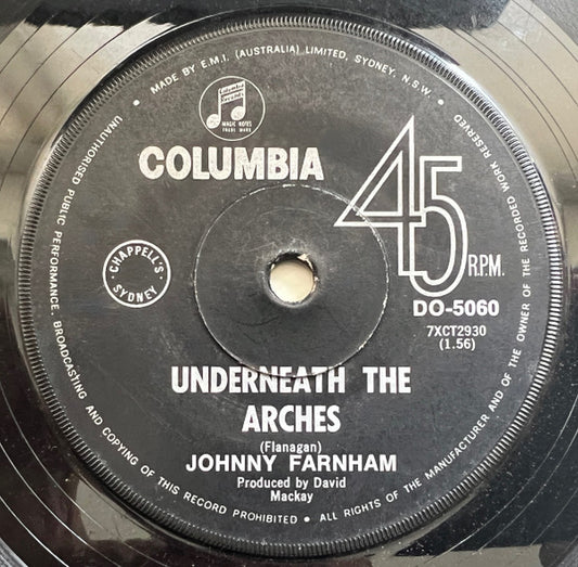 Johnny Farnham* : Underneath The Arches / Friday Kind Of Monday (7", Single)