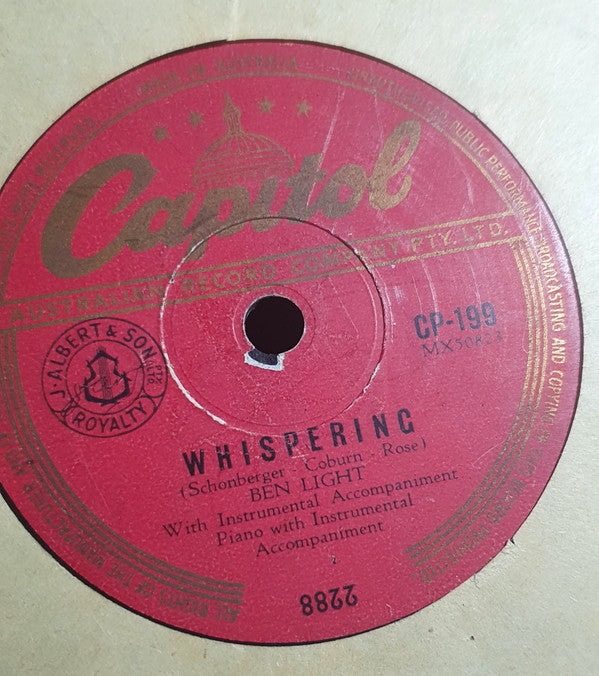 Ben Light : Lady Of Spain / Whispering (Shellac, 10")