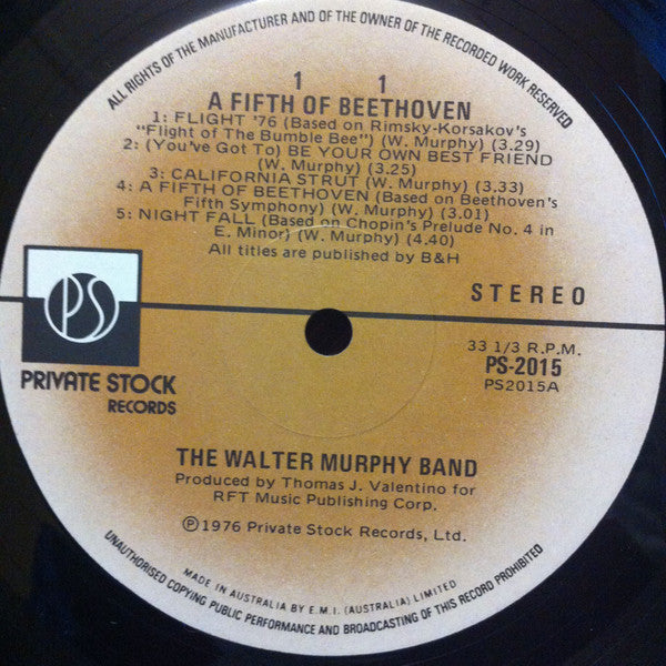 Walter Murphy & The Big Apple Band : A Fifth Of Beethoven (LP, Album)