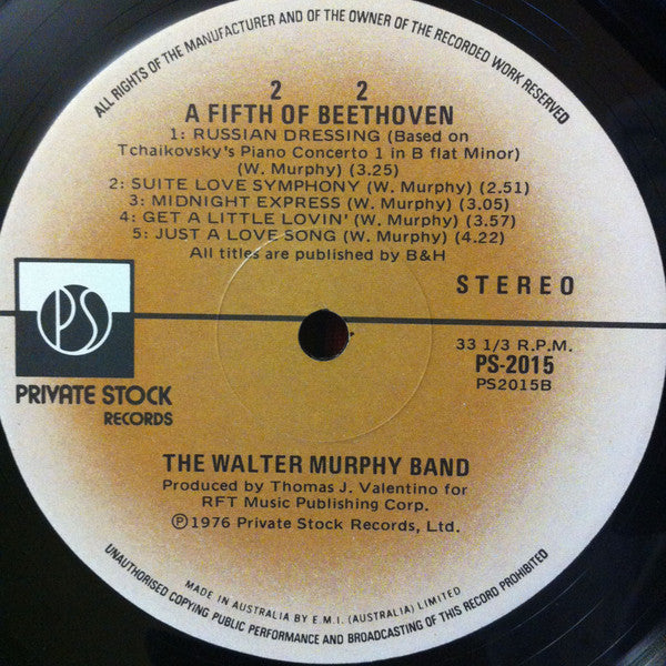 Walter Murphy & The Big Apple Band : A Fifth Of Beethoven (LP, Album)